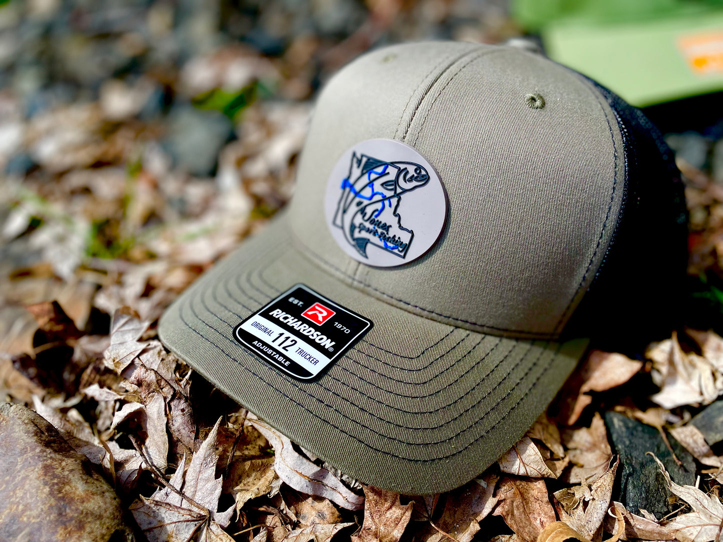 Salmon of the Pacific Northwest- Olive green/Black mess back adjustable hat
